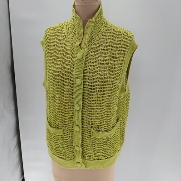 ZARA TEXTURED KNIT VEST LIMITED EDITION LIGHT GREEN crotchet knit fall cotton - Picture 8 of 15